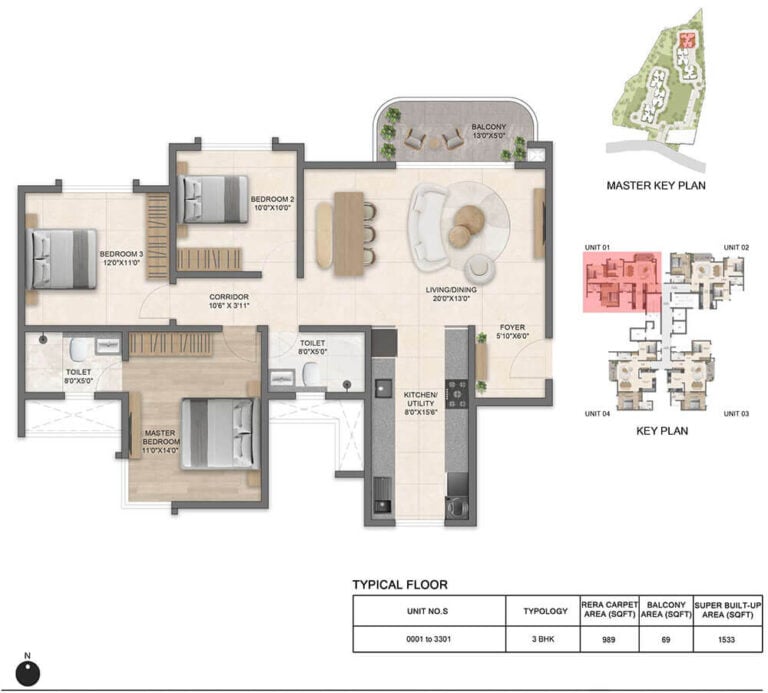 3BHK 1533 - Bricks And Milestones Solcrest
