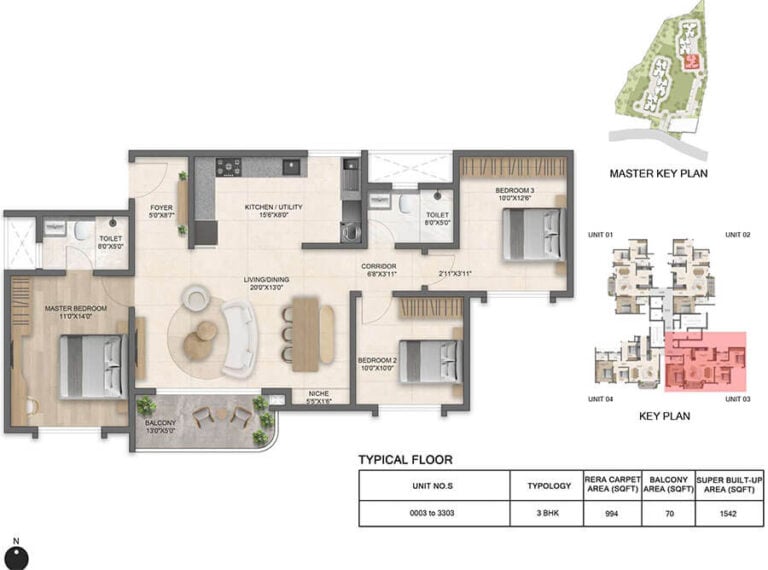 3BHK 1542 - Bricks And Milestones Solcrest