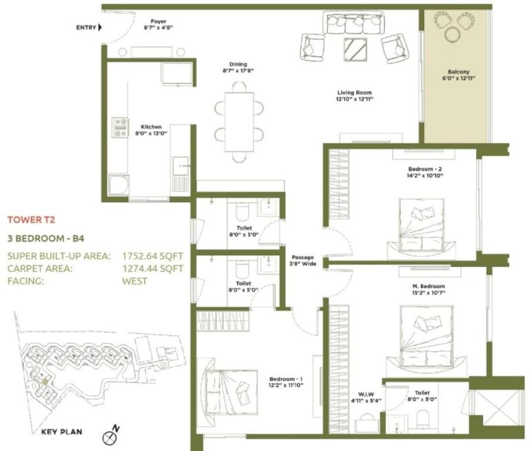 3BHK 1752 - Embassy Greenshore