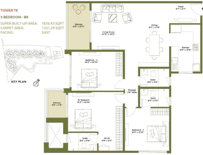 3BHK 1836 - Embassy Greenshore