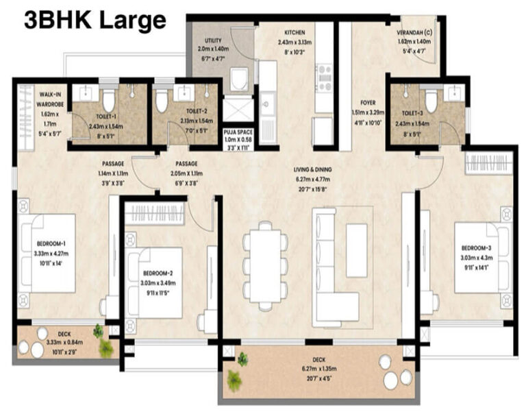 3BHK Large - Mahindra Blossom Whitefield