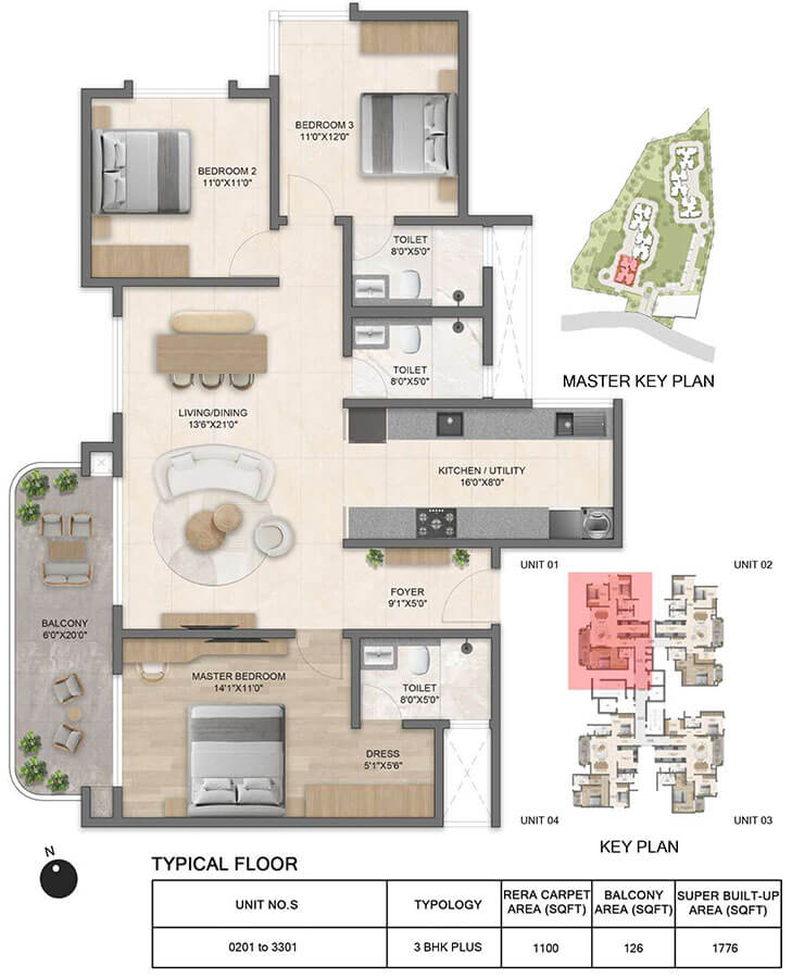 3BHK Plus 1776 - Bricks And Milestones Solcrest