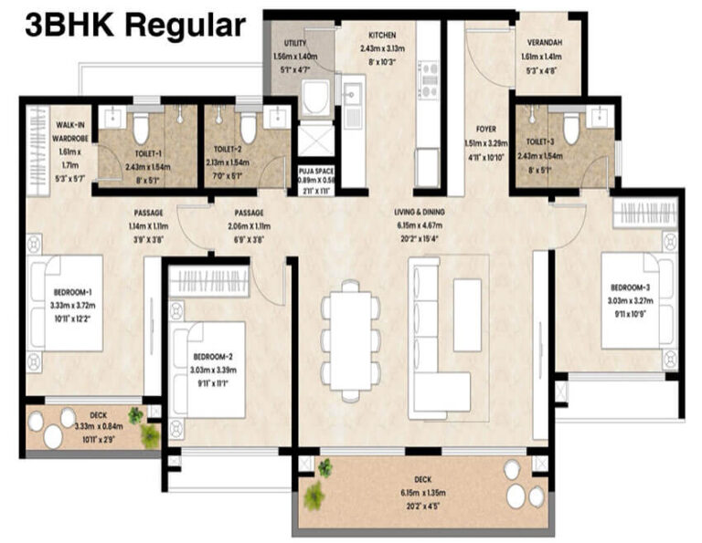 3BHK Regular - Mahindra Blossom Whitefield