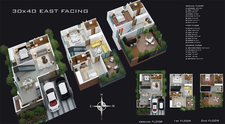 4BHK 30x40 Triplex East - Trendcon Aurelius Villas