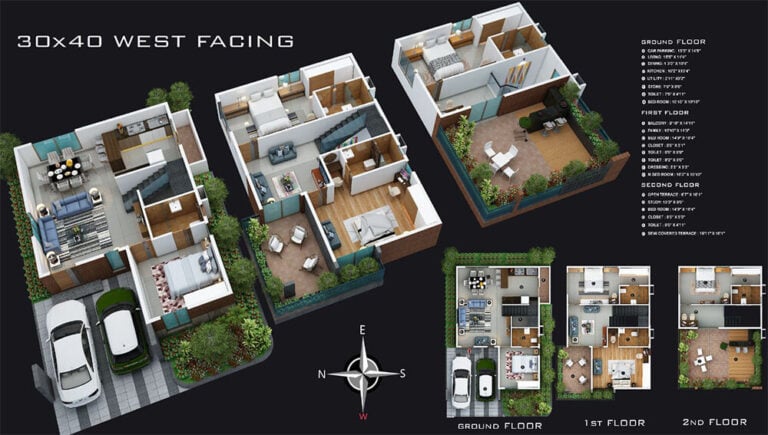 4BHK 30x40 Triplex West - Trendcon Aurelius Villas