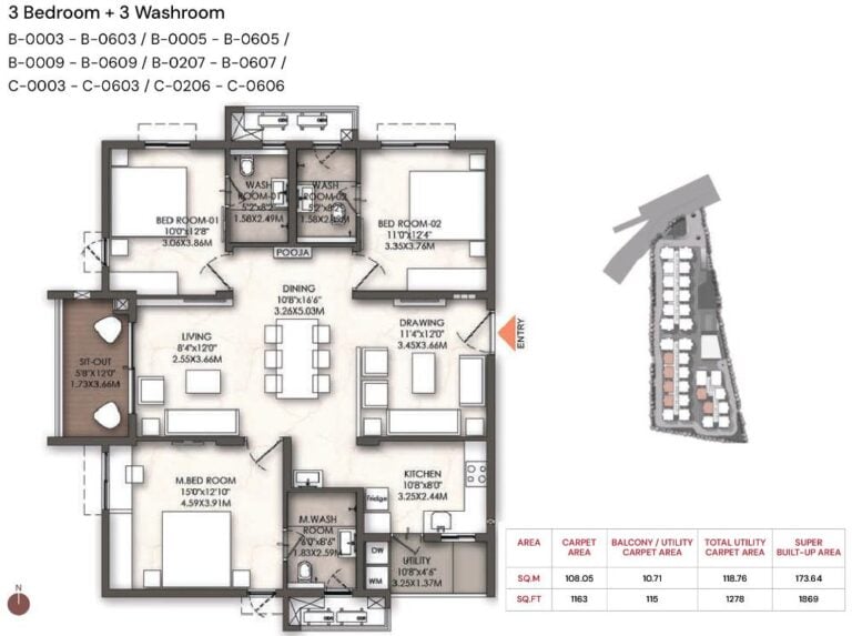 3BHK 1869 - Brigade Enclave Moti Nagar