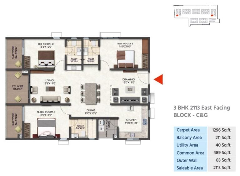 3BHK 2113 - Tridasa Rise Nallagandla
