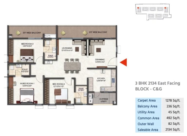 3BHK 2134 - Tridasa Rise Nallagandla