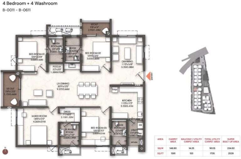 4BHK 2529 - Brigade Enclave Moti Nagar
