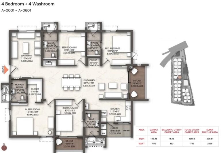 4BHK 2538 - Brigade Enclave Moti Nagar
