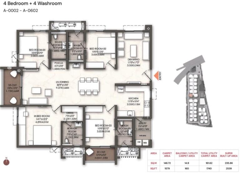4BHK 2539 - Brigade Enclave Moti Nagar