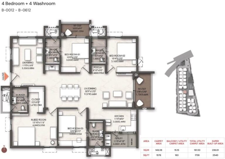 4BHK 2540 - Brigade Enclave Moti Nagar