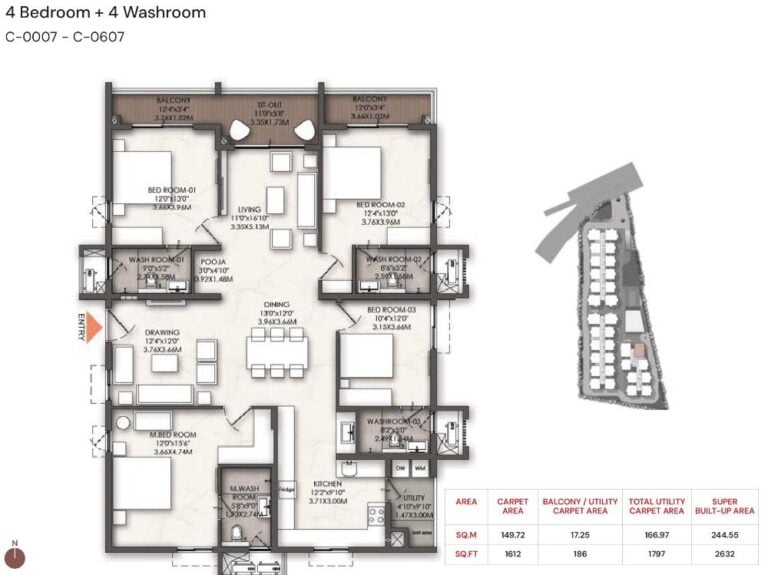 4BHK 2632 - Brigade Enclave Moti Nagar