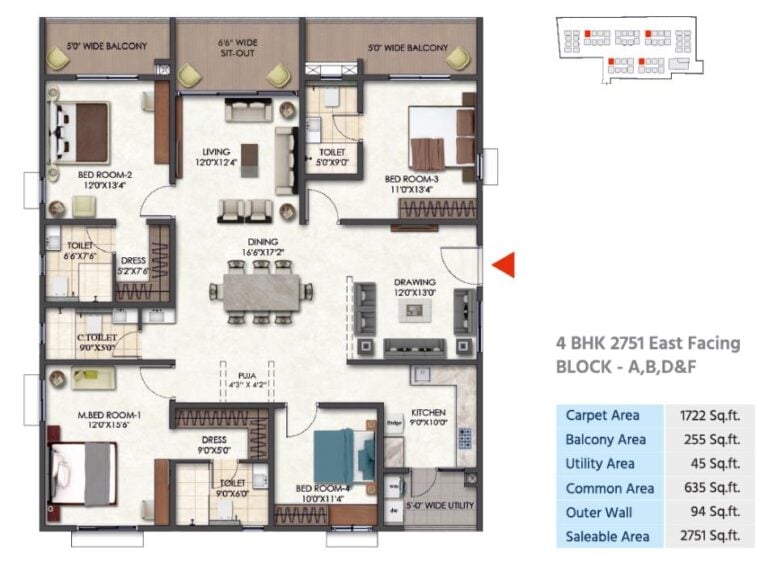 4BHK 2751 - Tridasa Rise Nallagandla