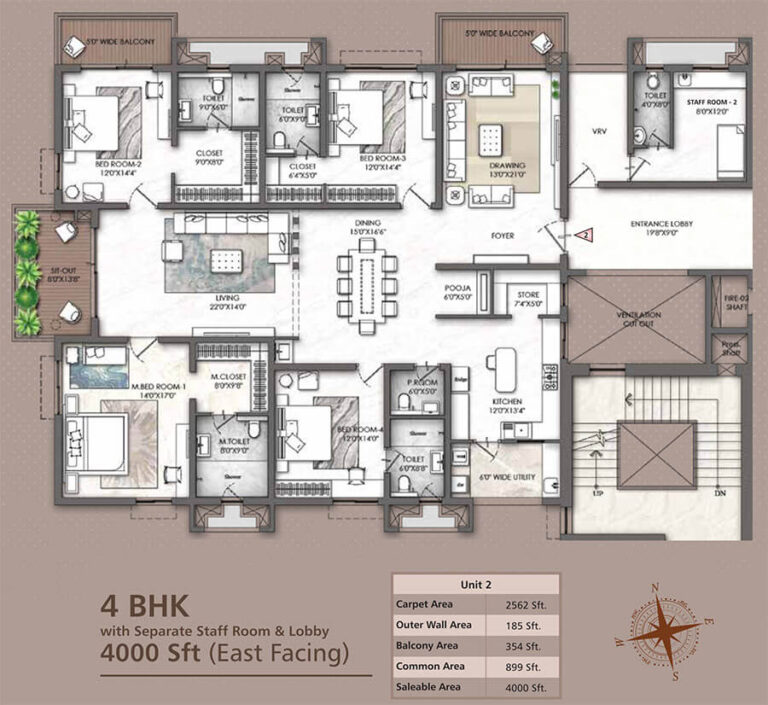 4BHK-Staff 4000 - Rajapushpa Skyra Kokapet