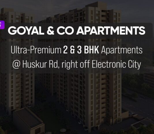 Upcoming Goyal&Co Apartments in Huskur off Electronic City, Bangalore Details | Reviews | Price | Floor Plan | Photos | Master Plan | Brochure | Amenities | Location Upcoming Goyal&Co Apartments ECity PH Homz N Space