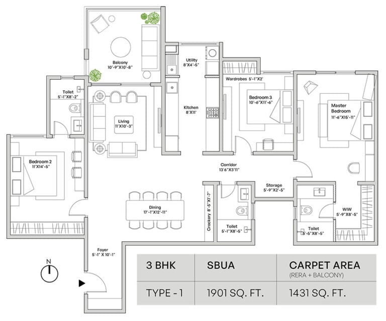 3BHK-1901-Assetz-Mizumi-Reserve