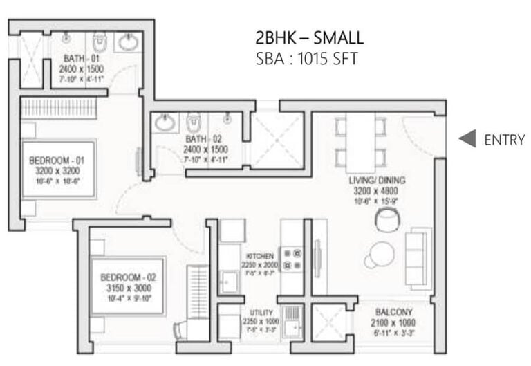 2BHK 1015 - Sobha One World Sobha Hoskote Township