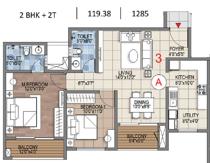 2bhk 1285 sattva songbird phase 2