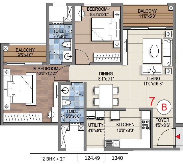 2bhk 1340 sattva songbird phase 2