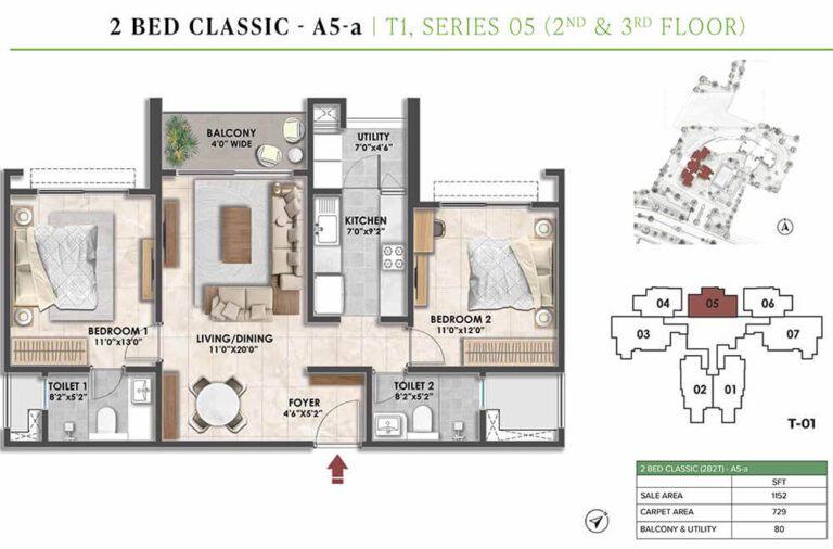 2BHK Classic 1152 - Prestige Fernvale At Prestige City Sarjapur