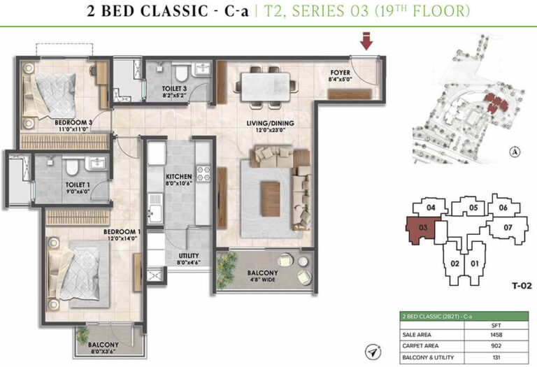 2BHK Classic 1458 - Prestige Fernvale At Prestige City Sarjapur