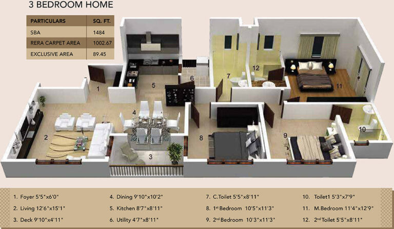 3bhk 1484 ramky fortuna whitefield