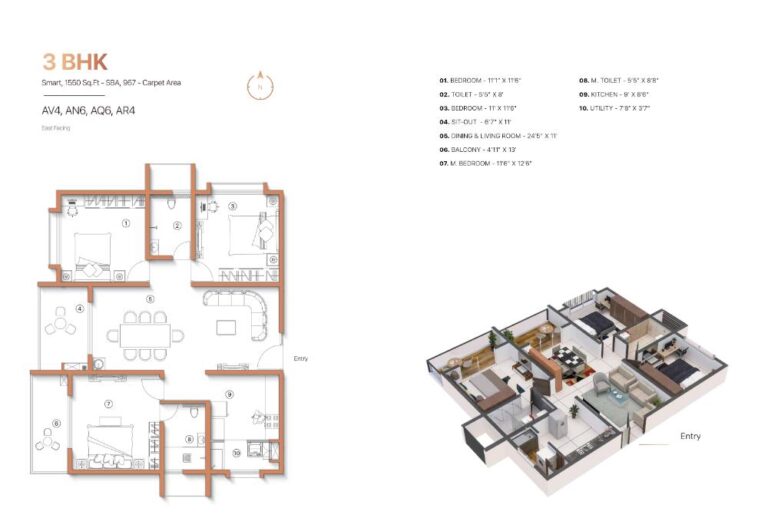 3BHK 1550 - Sanjeevini Adwaith Gunjur