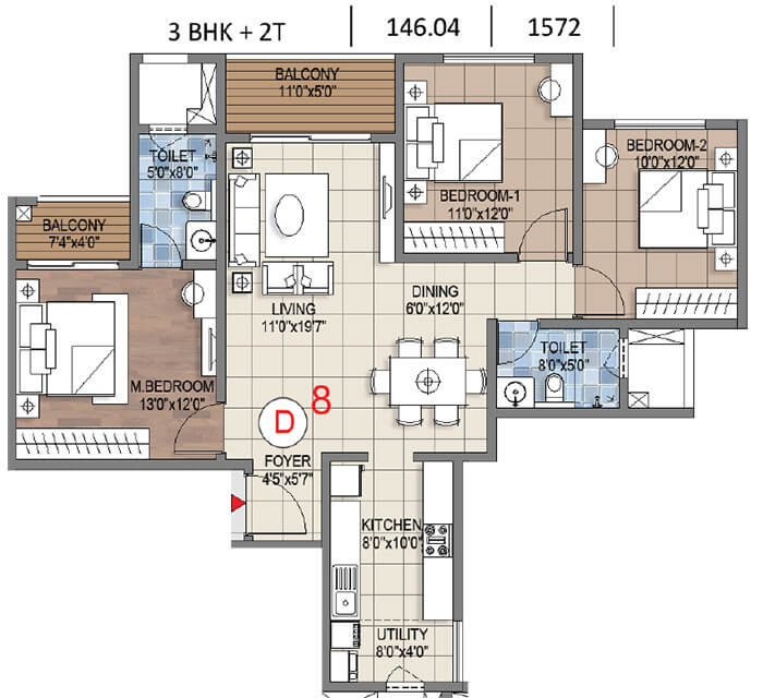 3bhk 1573 sattva songbird phase 2