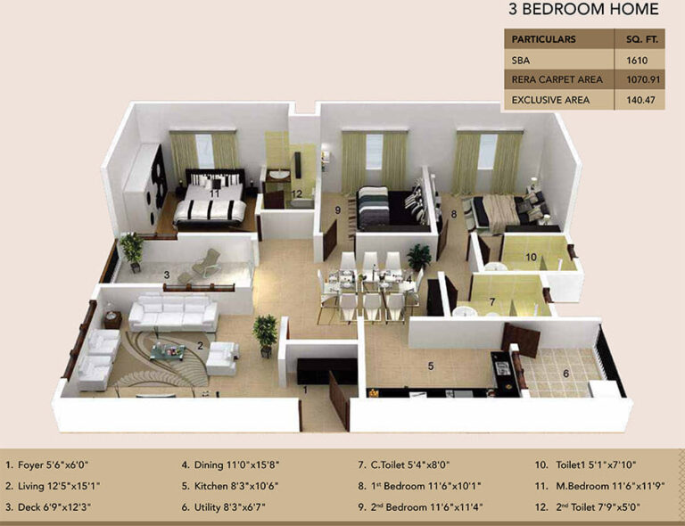 3bhk 1610 ramky fortuna whitefield