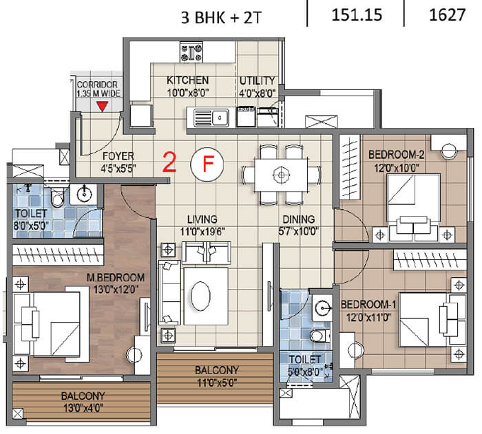 3bhk 1627 sattva songbird phase 2