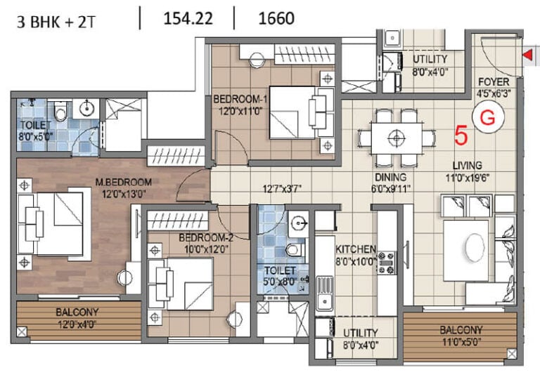 3bhk 1660 sattva songbird phase 2