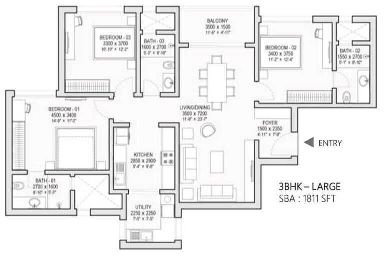 3BHK 1811 - Sobha One World Sobha Hoskote Township