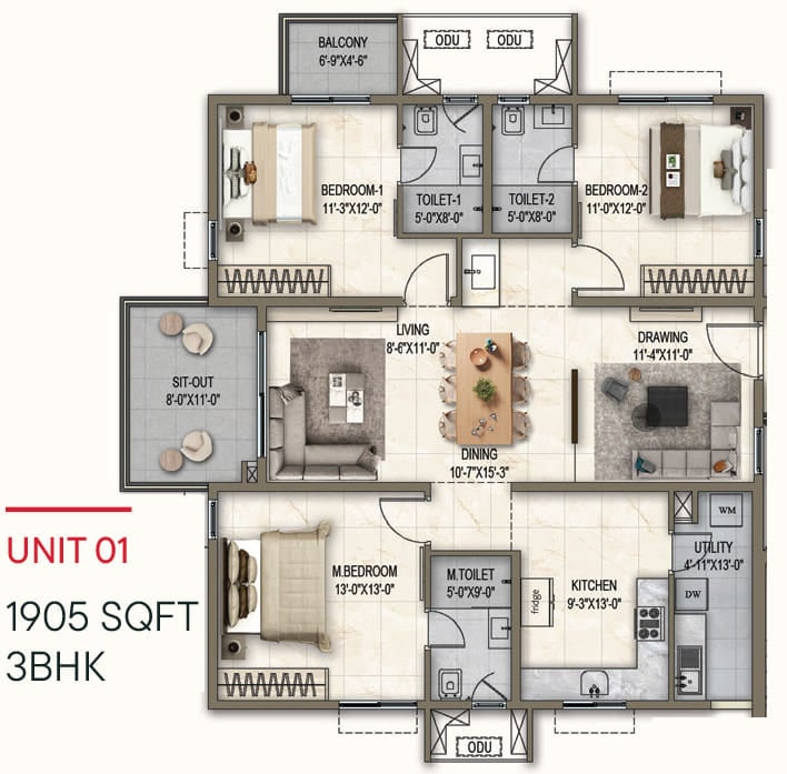 3bhk 1905 poulomi florique
