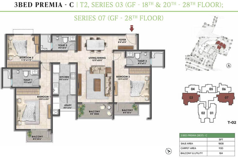 3BHK Premia 1808 - Prestige Fernvale At Prestige City Sarjapur