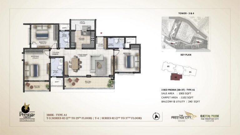 3bhk premia 1903 prestige eaton park at prestige city