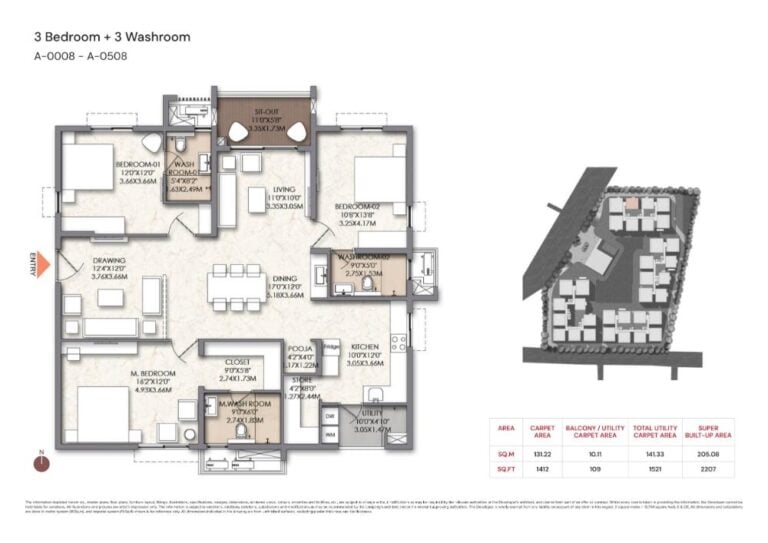 3BHK+3T 2207 - Brigade Manor Moti Nagar Hyderabad