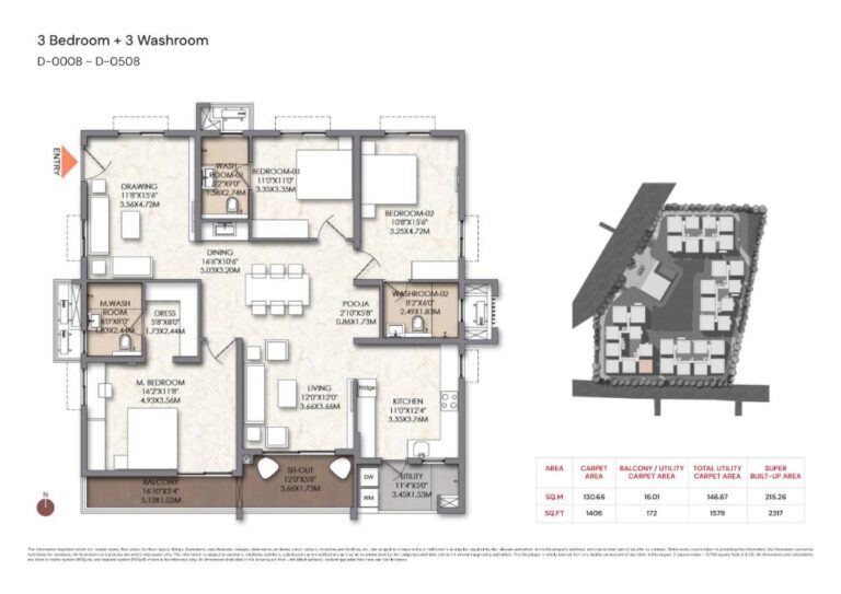 3BHK+3T 2317 - Brigade Manor Moti Nagar Hyderabad