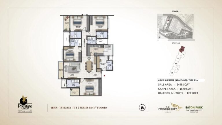 4bhk supreme 2458 prestige eaton park at prestige city