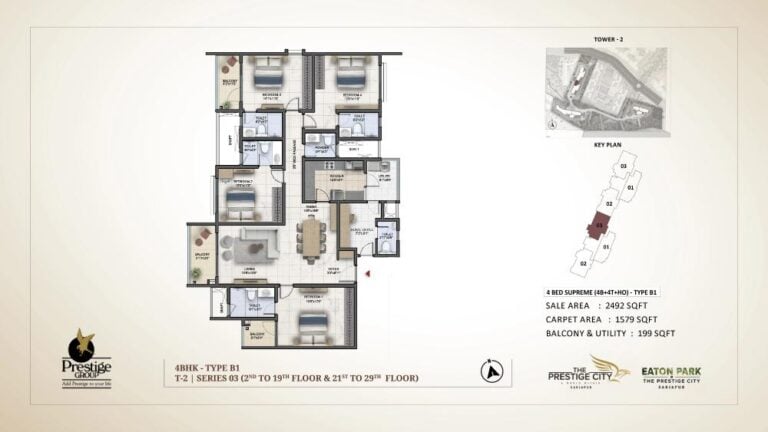 4bhk supreme 2492 prestige eaton park at prestige city