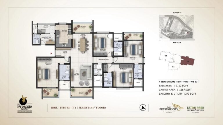 4bhk supreme 2712 prestige eaton park at prestige city