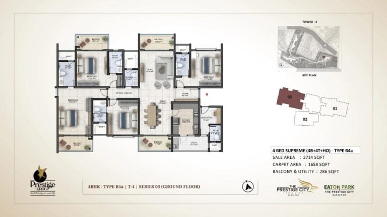 4bhk supreme 2714 prestige eaton park at prestige city