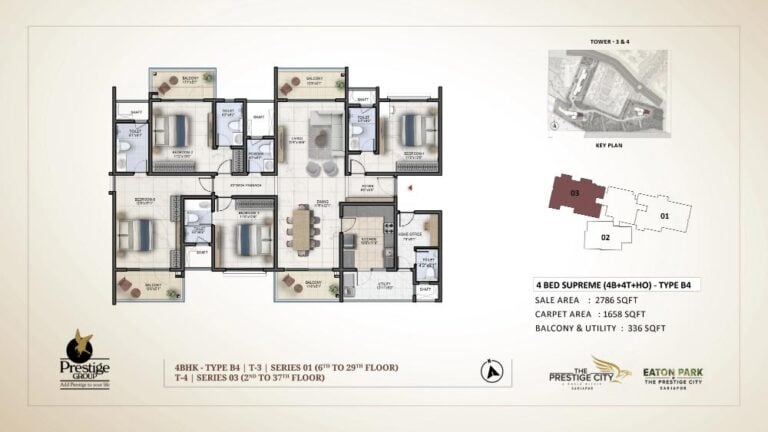 4bhk supreme 2786 prestige eaton park at prestige city