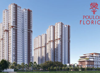 Poulomi Florique in Thanisandra, North Bangalore Details | Reviews | Price | Floor Plan | Photos | Master Plan | Brochure | Amenities | Location elevation main poulomi florique