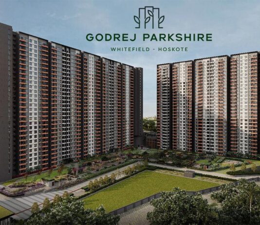 Godrej Parkshire Apartments in Hoskote, Bangalore Details | Reviews | Price | Floor Plan | Photos | Master Plan | Brochure | Amenities | Location Main Elevation - Godrej Parkshire Hoskote Homz N Space