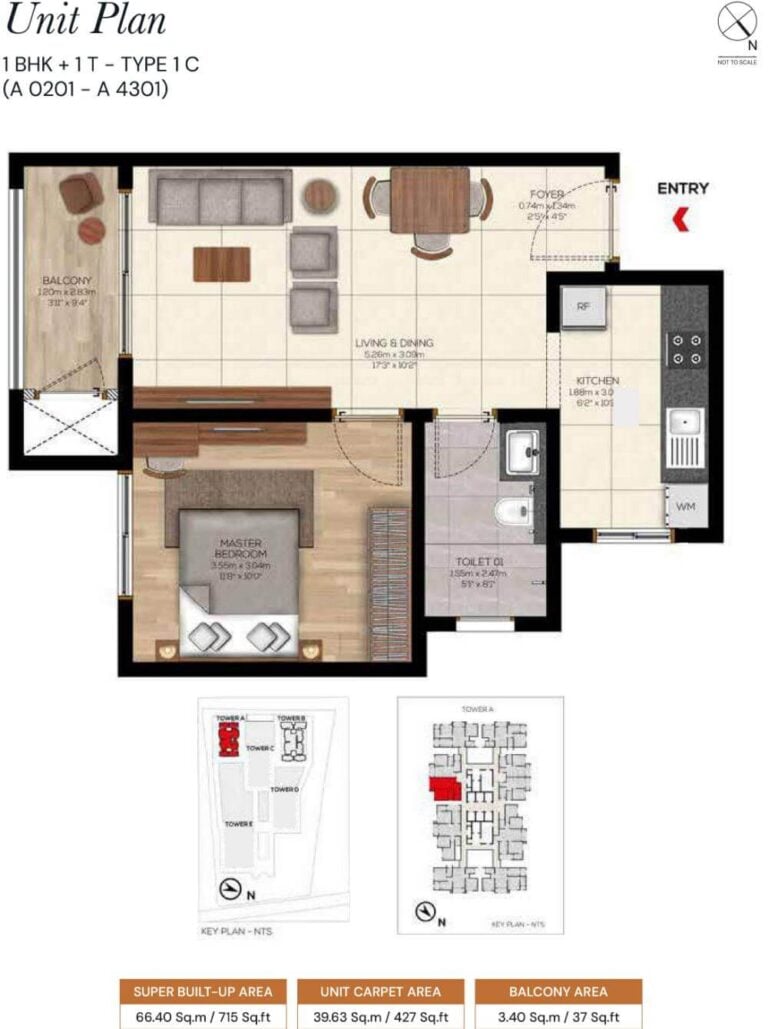 1bhk 715 brigade belvedere budigere