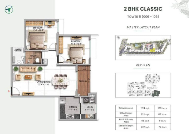 2bhk classic 1174 tvs emerald altura sathanur