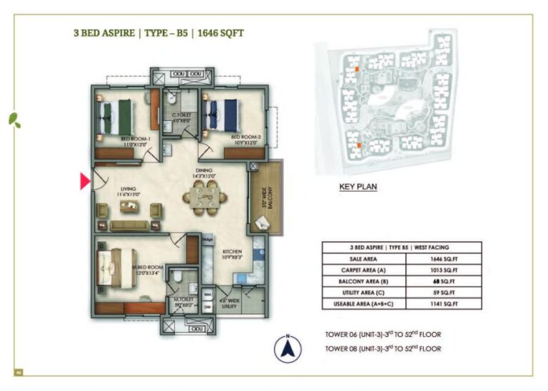 3bhk 1646 prestige golden grove tellapur