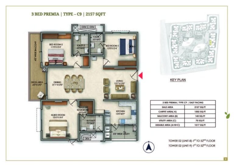 3bhk 2157 prestige golden grove tellapur