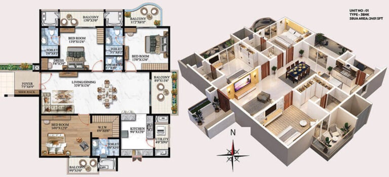 3bhk 2401 melange one by vaishnodevi